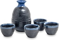 Modro-šedá keramická saké sada Keramika