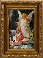 OBRAZ 21x16 ANJEL STRÁŽNY ZLATÝ RÁM KRST SPOJENIE OBRAZ 21x16 ANJEL STRÁŽNY ZLATÝ RÁM KRST SPOJENIE