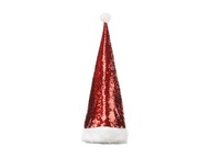 Dlhá flitrová vianočná mikulášska čiapka, 70 cm