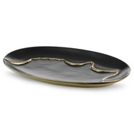Keramický tanier EBRU 35X20X3 čierna + zlatá