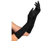 Čierne saténové karnevalové rukavice, 40 cm
