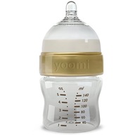 Fľaša na kŕmenie YOOMI + zlatý cumlík 140 ml