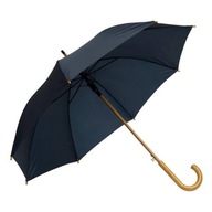Námornícko modrý automatický dlhý dáždnik s drevenou rukoväťou