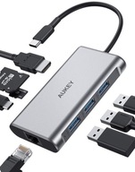 AUKEY CB-C91 hliníkový USB-C HUB | 8v1 | RJ45|||| AUKEY CB-C91 hliníkový USB-C HUB | 8v1 | RJ45||||