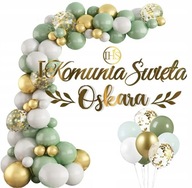 Balónový oblúkový dekoračný set COMMUNION kiwi NAME Balónový oblúkový dekoračný set COMMUNION kiwi NAME