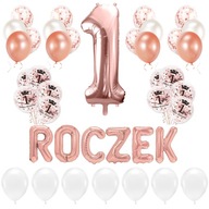 SADA BALÓNOV na 1 ROK 1 Narodeniny Rose Gold XXL SADA BALÓNOV na 1 ROK 1 Narodeniny Rose Gold XXL
