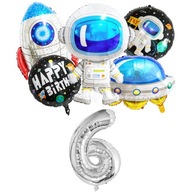 Súprava balónov Vesmírna raketa Astronaut 6. narodeniny Súprava balónov Vesmírna raketa Astronaut 6. narodeniny