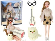 Detská bábika Emily s gitarovými okuliarmi mačiatko s dlhými blond vlasmi Detská bábika Emily s gitarovými okuliarmi mačiatko s dlhými blond vlasmi