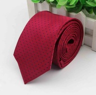 Elegantná pánska bordová kravata s tmavomodrými bodkami