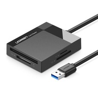 Čítačka pamäťových kariet SD / micro SD / CF / MS, zástrčka USB 3.0 1m - čierna