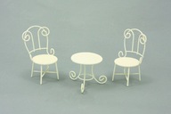MINI ZÁHRADKA - Stôl so stoličkami, biela - výška 10 cm