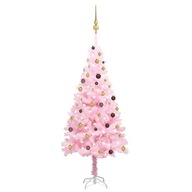 Umelý vianočný stromček s LED guličkami, ružový, 210 c