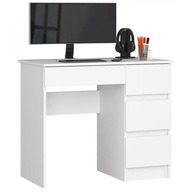 Moderný písací stôl v matnej bielej farbe so 4 zásuvkami, 90 cm