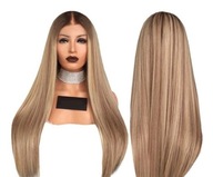 Dlhé parochne rovné vlasy OMBRE tmavá BLONDE Dlhé parochne rovné vlasy OMBRE tmavá BLONDE