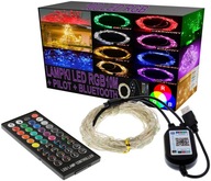 Lampy 10m 100 LED RGB drôty Farebné USB diaľkové ovládanie Lampy 10m 100 LED RGB drôty Farebné USB diaľkové ovládanie
