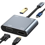 Adaptér HUB 4v1 USB C 4K HD VGA USB 3.0 PD Adaptér HUB 4v1 USB C 4K HD VGA USB 3.0 PD