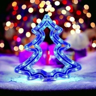 Závesná dekorácia L vianočný stromček Bielo - Modré LED svetlá LAMP20BN