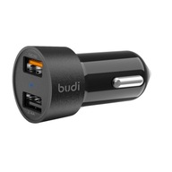 Budi – 2x USB nabíjačka do auta, 30W, QC3.0 (čierna)