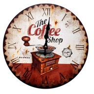 Závesné nástenné hodiny Káva kávové okrúhle 34 cm