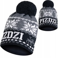 Zimná čiapka PIŹDZI s brmbolcom pre mužov a ženy, teplý termoaktívny fleece P10 Zimná čiapka PIŹDZI s brmbolcom pre mužov a ženy, teplý termoaktívny fleece P10