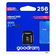 Pamäťová karta Goodram 256 GB micro SD XC UHS-I triedy 10, adaptér SD Pamäťová karta Goodram 256 GB micro SD XC UHS-I triedy 10, adaptér SD