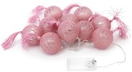 Dekoračné lampy Cotton Balls 10 LED GULIČEK 6cm RUŽOVÉ