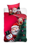 Vianočné obliečky pre deti 160x200 Rudolph Santa Claus vianočný stromček ako darček Vianočné obliečky pre deti 160x200 Rudolph Santa Claus vianočný stromček ako darček