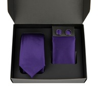 Pánska fialová TIE + fialová POCKET Square + fialové Manžetové gombíky + BOX Pánska fialová TIE + fialová POCKET Square + fialové Manžetové gombíky + BOX