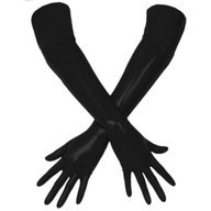 Dlhé ČIERNE RUKAVICE, elegantný SATÉN, elastické Dlhé ČIERNE RUKAVICE, elegantný SATÉN, elastické