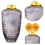 Sklenená váza do obývačky šedozlatá GLAMOUR 22 cm