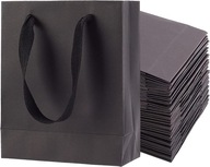 Čierne papierové nákupné tašky, 25 ks, rovné