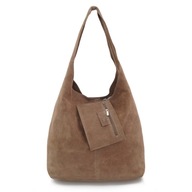 Semišová taška cez rameno BAG s vreckom TAUPE Semišová taška cez rameno BAG s vreckom TAUPE