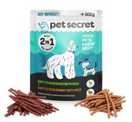 Pet Secret 2v1 psie maškrty tyčinky s kačicou, králikom a ryžou 2x250g Pet Secret 2v1 psie maškrty tyčinky s kačicou, králikom a ryžou 2x250g