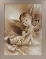OBRAZ 45x35 RÁM ANJELA STRÁŽNEHO ANJELA LATTE SEPIA OBRAZ 45x35 RÁM ANJELA STRÁŽNEHO ANJELA LATTE SEPIA