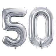 Veľké strieborné narodeninové balóny číslo 50 pre hélium Veľké strieborné narodeninové balóny číslo 50 pre hélium