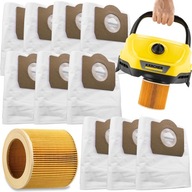 10x SILNÉ TAŠKY + FILTER PRE VYSÁVAČ KARCHER WD3 SE4001 WD2 PLUS KWD3 10x SILNÉ TAŠKY + FILTER PRE VYSÁVAČ KARCHER WD3 SE4001 WD2 PLUS KWD3
