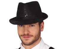 Klasický flitrový čierny pánsky gangsterský klobúk Klasický flitrový čierny pánsky gangsterský klobúk
