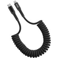 Kábel 1,2 m, pružinový, pletený nylon, pre AUTA IPHONE Lightning USB-C 9V 3A 27W Kábel 1,2 m, pružinový, pletený nylon, pre AUTA IPHONE Lightning USB-C 9V 3A 27W