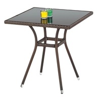 Elegantný tmavohnedý štvorcový stôl na terasu