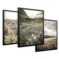 SET Zarámované obrazy boho plagáty lúka v horách triptych 43x99 SET Zarámované obrazy boho plagáty lúka v horách triptych 43x99