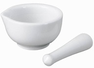 SADA mažiarov a paličiek z bielej keramiky, vnútorný priemer 6 cm