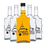 5x VIANOČNÁ FĽAŠA, sklo WAVE 500 na LIKÉR LIKÉR VÍNO BIMBERS VODKA 5x VIANOČNÁ FĽAŠA, sklo WAVE 500 na LIKÉR LIKÉR VÍNO BIMBERS VODKA