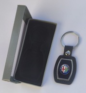 Alfa Romeo kožená a kovová kľúčenka - barel - čierna