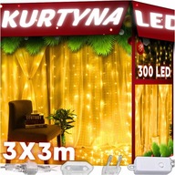 LED SVETELNÁ ZÁPONA 300LED Svetlá na vianočný stromček Cencúle PREMIUM Girlanda 3x3m LED SVETELNÁ ZÁPONA 300LED Svetlá na vianočný stromček Cencúle PREMIUM Girlanda 3x3m