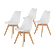Biele stoličky súprava stoličiek s vankúšom 4 kusov