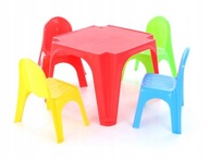 Detský stolík, plastový stôl + súprava 4 stoličiek