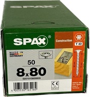 Skrutky do krovu 8x80 SPAX doska 50 ks Skrutky do krovu 8x80 SPAX doska 50 ks