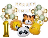 Sada ročného personalizovaného bannera Safarii Name Sada ročného personalizovaného bannera Safarii Name