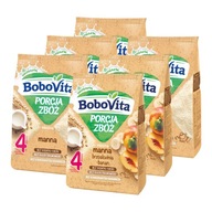 BoboVita Porcja Zbóż Mliečna krupicová kaša, broskyňa-banán, SET 5x210g