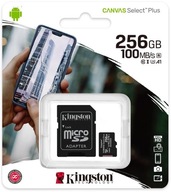 Pamäťová karta Kingston Canvas Select Plus 256 GB 100 MB microSDXC CL10 + SD A